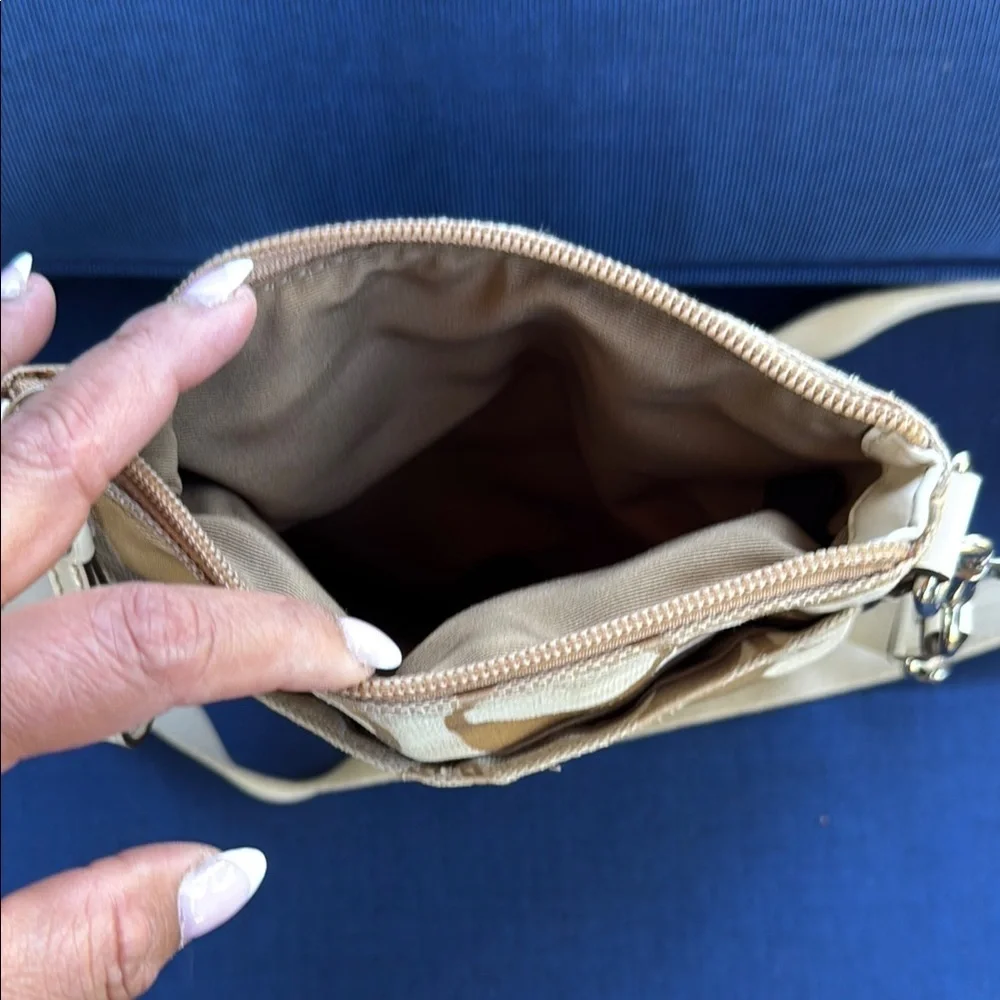 Coach Tan and Cream Signature Crossbody Bag